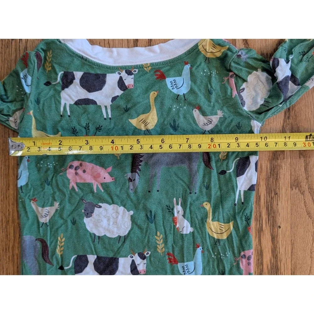 Little Sleepies Green Farm Animals 2T 2 Piece Pajama Set Bamboo Viscose Retired